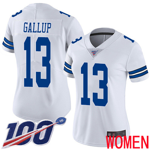 Women Dallas Cowboys Limited White Michael Gallup Road #13 100th Season Vapor Untouchable NFL Jersey